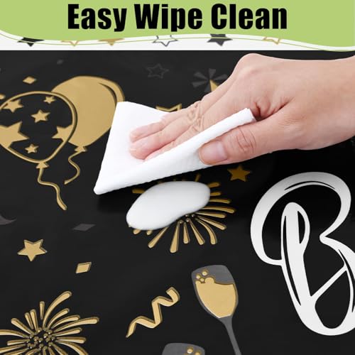Smiry Disposable Rectangle Plastic 54 x 108 Inch Table Cloth 3 Pack - color: Black and White