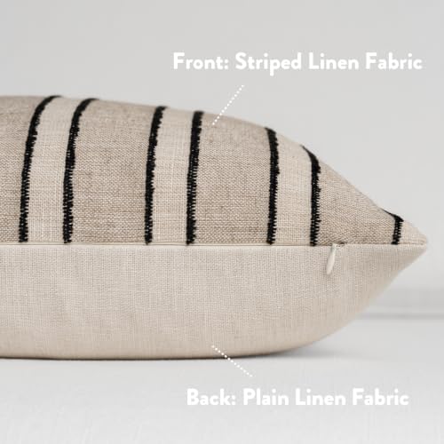 FIOUOVO Striped Linen Lumbar Throw Pillow Covers 12x20 Set of 2, Beige - color: Beige, size: 20" x 12" (Pack of 2)