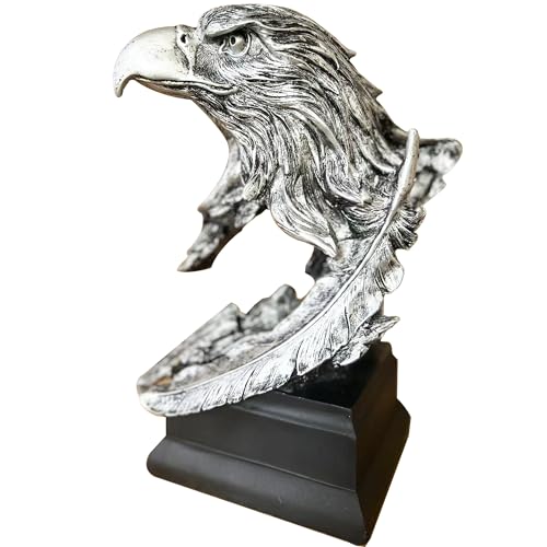 H&W Silvery Bald Eagle Figurines, USA's National Emblem, Statue Decoration - color: Eagle-silver