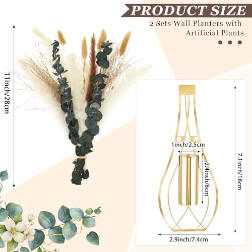 Otoolling Boho Wall Decor Set of 2, Gold, Pampas,Eucalyptus - color: Gold, style: Pampas,Eucalyptus