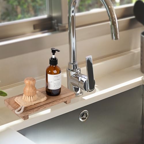 Wood Bathroom Tray Farmhouse Decor Kitchen Soap Holder, 10"x4.5" Brown - color: Brown, size: 10" x 4.5" x 1.6"