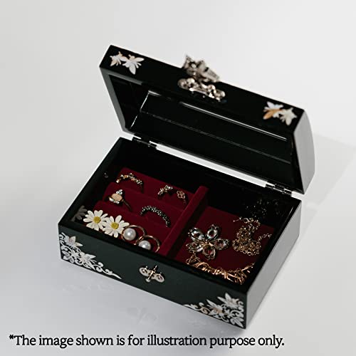 February Mountain Mother-of-Pearl Jewelry Box – Elegant Purple Lacquered Keepsake with Peony & Butterfly Design, Red Velvet Interior – Christmas, Birthday Gift, Unique Jewelry Organizer for Women - color: Purple Haze
