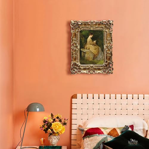 FOLKOR Canvas Wall Art with Gold Picture Frame, Vintage Wall Art for Living Room, Woman Portrait Oil Painting Picture Summer Home Decor Bathroom Wall Decor Gifts for Friends or Family, 5x7 - color: Lady Reading on a Bench, size: 5x7"