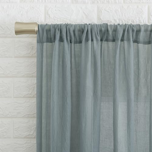 No. 918 Tayla Crushed Texture Semi-Sheer Rod Pocket Curtain Panel, 50" x 84", Harbor Blue - color: Harbor Blue, size: 50"W x 84"L (Pack of 1)