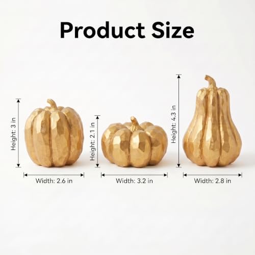Gold Pumpkin Decor, 3Pcs Resin Pumpkin Figurines Fall Decoration for Home - color: Gold-set of 3