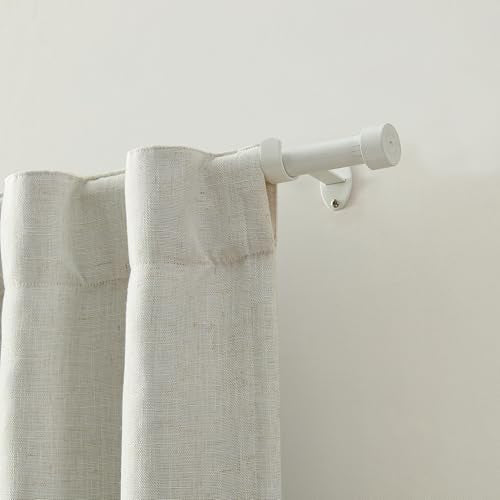 Serena Single Curtain Rod with Contemporary Cap Finial, White - 32"W x 142"L - color: White, size: 32"W x 142"L