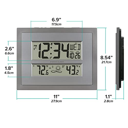 La Crosse Technology 512-85937 Gray Atomic Digital Clock with Temperature - size: Medium