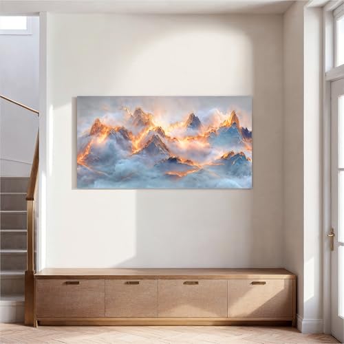 YISXINOAG Golden Snow Mountain Wall Art Abstract Landscape Painting 20"X40" - color: gold white, size: 40"L x 20"W