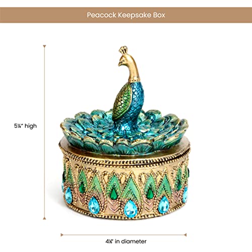 Bits and Pieces Peacock Jewelry Box Small Trinket Box