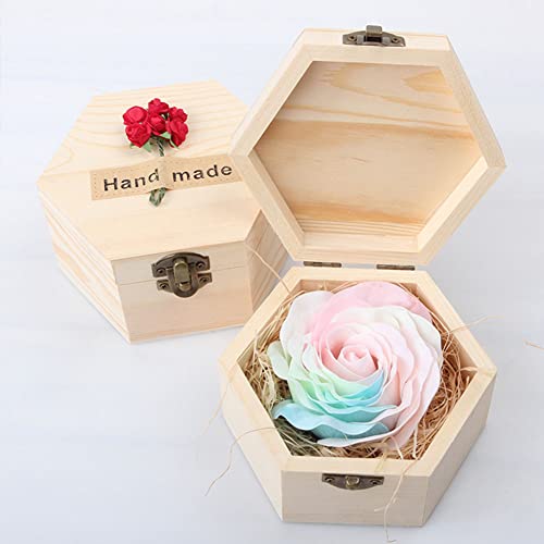 Plain Unfinished Box, Hexagon Unpainted Wooden Jewelry Box DIY Storage Chest Treasure Case (Side Length 2.5" * Height 2.7") - color: Hexagon