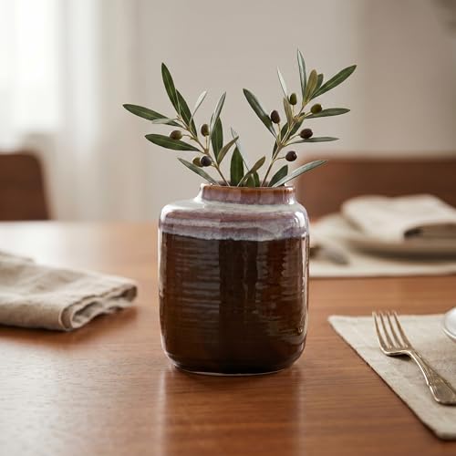 Brown Ceramic Vase, 7 Inch - color: Dark Brown, size: 7 Inch
