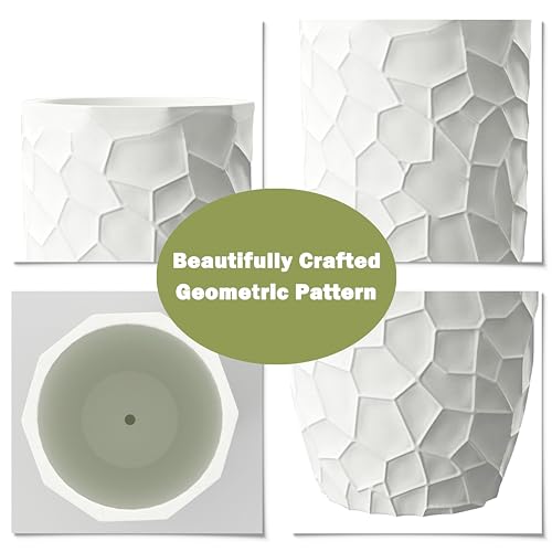 LuxenHome 22" H Concrete Tall Planter with Drainage Hole and Rubber Plug - color: White 22"