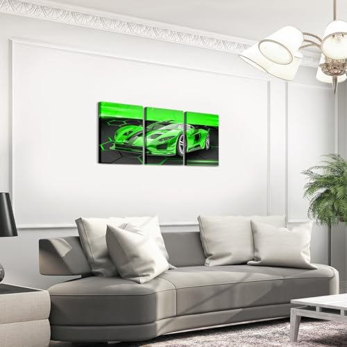 Feelyou Race Car Wall Art 12" x 16" x 3 - color: Bean Green
