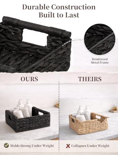 Wicker Basket, Large Basket for Gift Baskets Empty, 13.4x9.5x4.7in - color: Black, size: Medium