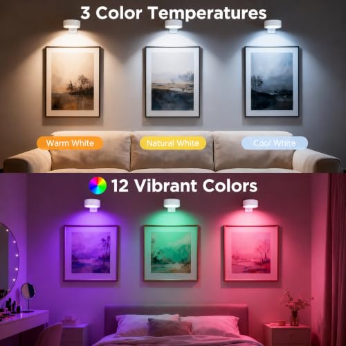 4-Pack Picture Lights for Wall, Rechargeable Wireless Poster Lights, White - color: White