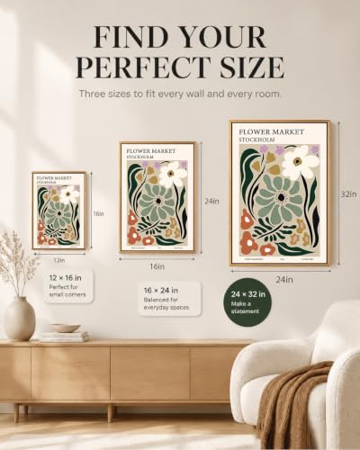 Zzuyi Flower Market Framed Wall Art Boho Botanical Floral Wall Decor 12x16 - color: FlowerA-Natural Framed, size: 16"L x 12"W