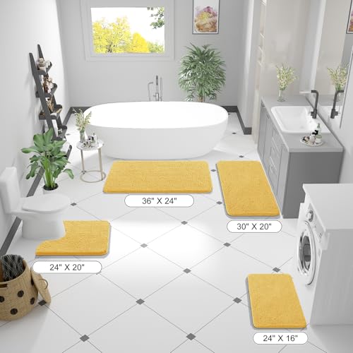 OLANLY Small Bathroom Rugs 24x16, Extra Soft Absorbent Chenille Bath Rugs - color: Yellow, size: 24" X 16"
