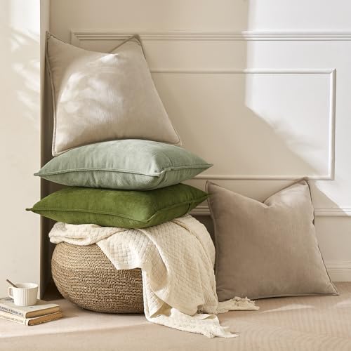 MIULEE Pack of 2 Beige Euro Shams Chenille Pillow Covers 26x26 Inch - color: Beige, size: 26" x 26" (Pack of 2)