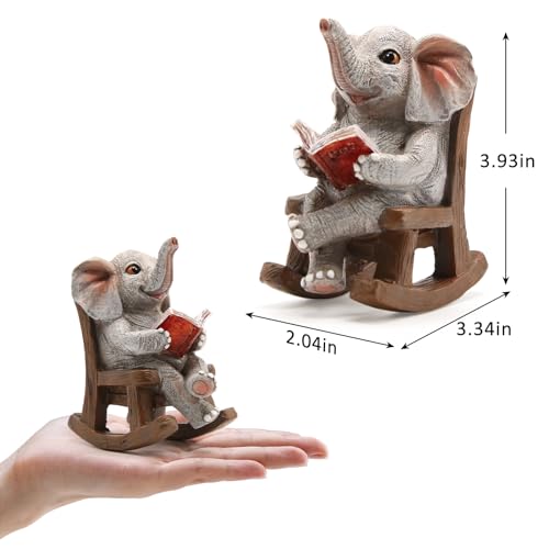 FOXMIS Garden Statues Elephant Outdoor Decor Lights, Lucky Miniature Elephant Statue Solar Garden Decor for Patio,Porch,Home Yard Decor Elephant Gifts for Mom,Women, 2.04"x3.34"x3.93" - color: Gray