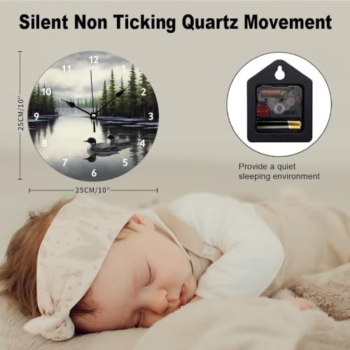 ArogGeld Duck Clock for Bedroom Lake Time Wall Clocks for Living Room - color: A-51, size: 10x10in