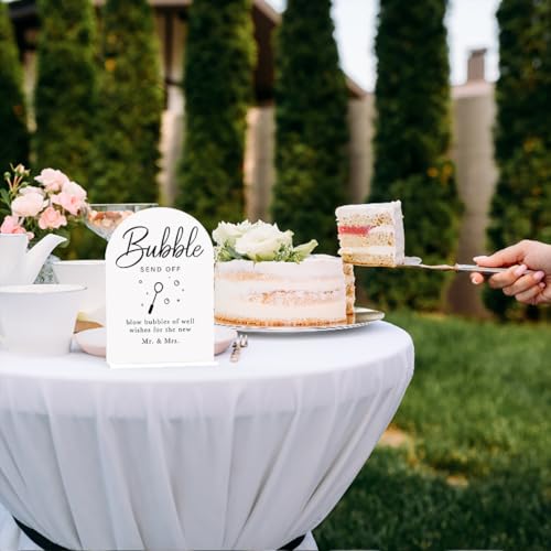 Acrylic Wedding Sign Wedding Signs for Ceremony Bubble Send Off Sign for Wedding Modern Calligraphy Arch Acrylic Table Top Sign for Wedding Reception and Event Party Table(white) - color: Bubble Send Off