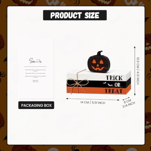 Smile Happy Halloween 나무 스택 호박 미니 인조 책 번들 - style: 고스트 펌킨