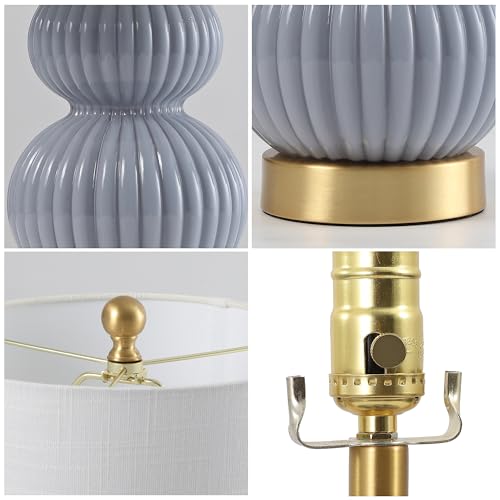 JONATHAN Y Daphne Ribbed Gourd Metal/Glass Table Lamp 20", Gray - color: Gray
