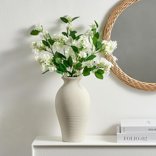 Ceramic Flower Vase Home Decor,11inches Large Farmhouse Table Vases - color: Off White-11inches