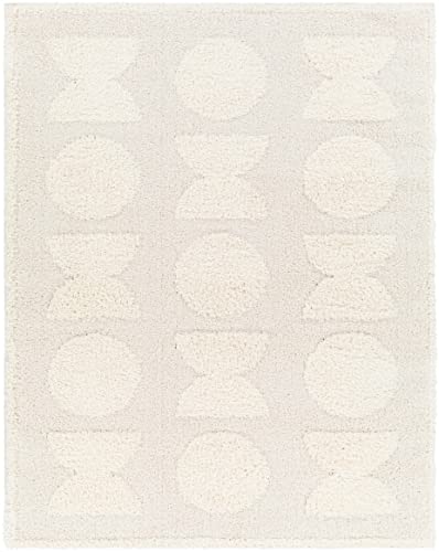 Hauteloom Dason Hallway, Kitchen Runner Rug - Geometric Abstract Circles Square - Contemporary Modern Scandinavian Minimalist Tone - Off White, Beige, Medium Gray, Cream, White - 2'7" x 7'3" - size: 2'7" x 7'3" (Runner)