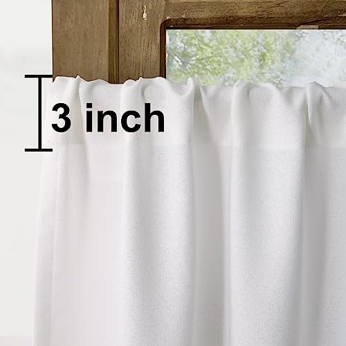 Oindec 2 Pack Farmhouse Faux Linen Valance Curtains, 54x15 inch, White - color: White, size: 54"W x 15"L (Pack of 2)