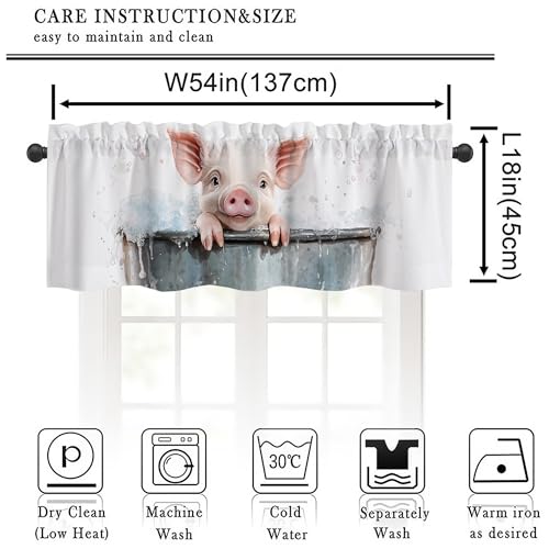 Cute Pig Valance Curtains,Rod Pocket Valances for Windows,Small Window Treatment Valances for Kitchen,Living Room,Bedroom,Bathroom,Home Decor,18x54 Inch,1 Panel - color: Pig01, size: 54"W x 18"L (Pack of 1)