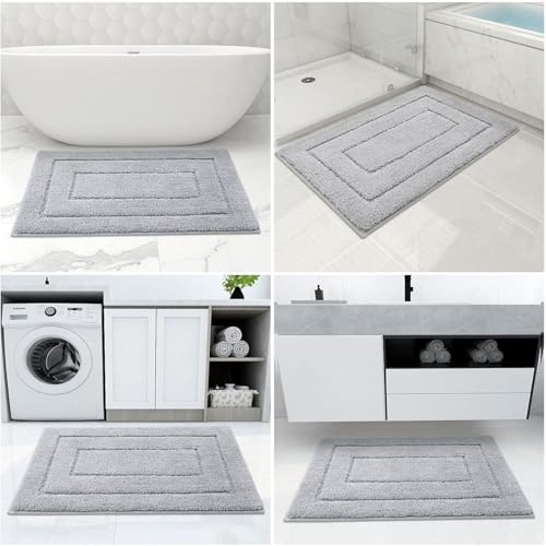 Buganda Microfiber Bathroom Rugs 70x24, Soft Shaggy Absorbent Bath Rugs - color: Grey, size: 70" X 24"