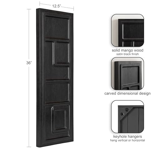 Kate and Laurel Yuvan Decorative Carved Wall Art Plaque, 13 x 36, Black, Modern Hand Carved Dimensional Art Panel for Solid Wood Wall Decor for Home Design - color: Black