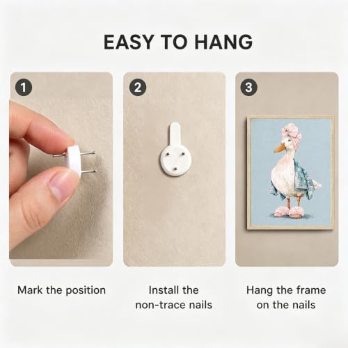Framed Funny Duck Bathroom Wall Art, Cute Goose in Bathrobe Canvas Print - color: KJSM-06 Framed, size: 20"L x 16"W