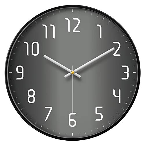 Silent Non-Ticking Analog Wall Clock, Gradient Black, 12'' - color: Gray, size: 12inch