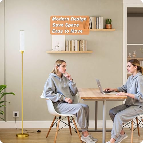 Nukanu Floor Lamp with Remote Control,brassgold,Linen lampshade - color: brassgold+Beige linen