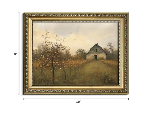 AIMAILON Framed Autumn Aesthetic Pattern,Farmhouse Landscape Art 8x10 - color: Golden Autumn Scenery, size: 10"L x 8"W