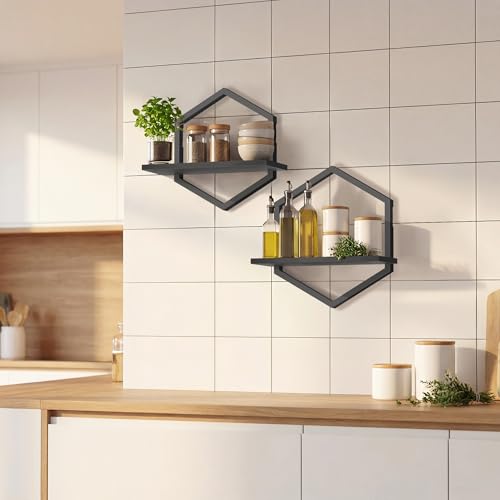 KALYLOC Floating Shelves for Wall, Set of 2 Hanging Shelves for Plants