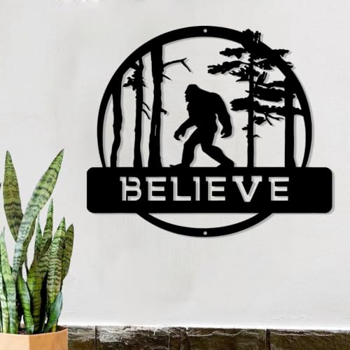 DUOOLN Big Foot Sasquatch Metal Wall Decor Art, Mountain Hunting Home Sign - color: Black - Big Foot Sasquatch