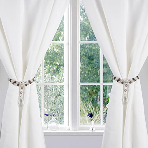SUQ I OME Luxury Crystal Beaded Magnetic Curtain Tieback, Gray - color: Gray