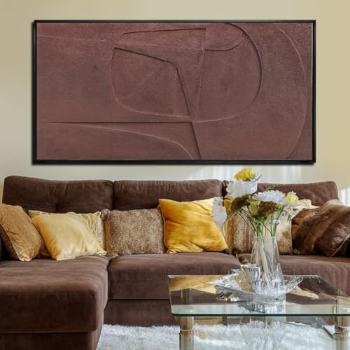 Framed Neutral Large Wall Art 3D Textured Painting for Living Room 29"x58" - color: Brown, size: 58"L x 29"W