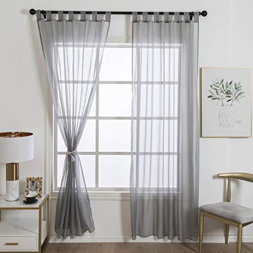 1 PCS Tab Top Semi Sheer Curtain, Silver Gray, 96H x 55W in - color: Silver Gray, size: 55"W x 96"L (Pack of 1)