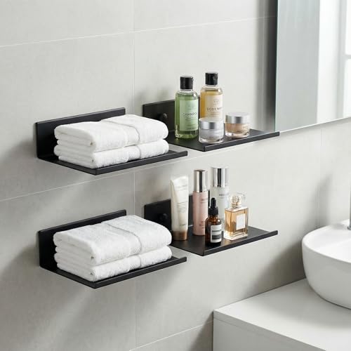 Z metnal Small Floating Shelves, Mini Metal Shelf for Collection Action Figures, Aluminum, Wall Mounted, Matt Black, 4.7 inch, 1 Pack - color: Black, size: 4.7 inch