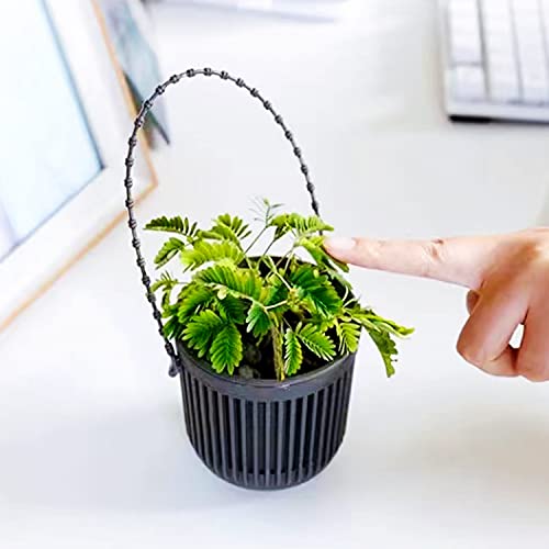 Melphoe Mini Hanging Succulent Planters, Perfect Drainage, Sling Handle, Great for Indoor/Outdoor Decoration, Black - color: Black