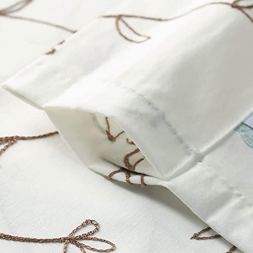 VOGOL Blue Floral Embroidered Kitchen Valance, 52 x 14 Inches - color: Blue, size: 52"W x 14"L (Pack of 1)