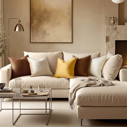 MIULEE Decorative Brown Velvet Throw Pillow Covers for Couch 16x16 Inch - color: Brown, size: 16" x 16" (Pack of 2)