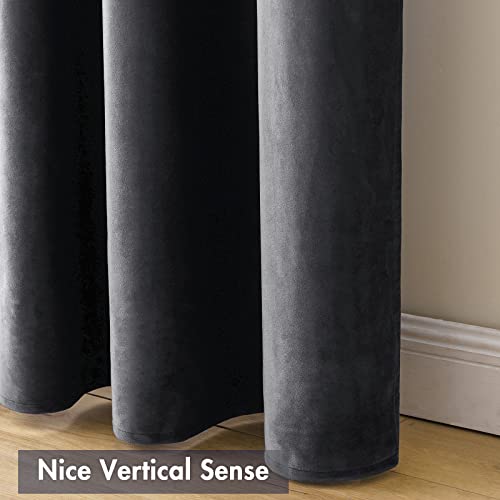 MIULEE Grey Blackout Velvet Curtains Drapes 72 Inch Long 52"x72" Bedroom - color: Grey, size: 52"W x 72"L (Pack of 2)