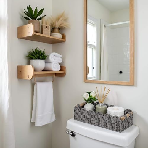 CubesLand Scalloped Toilet Paper Storage Basket W/Handle for Home Decor - color: Grey, size: m - 14 X 6.3 X 3.9in