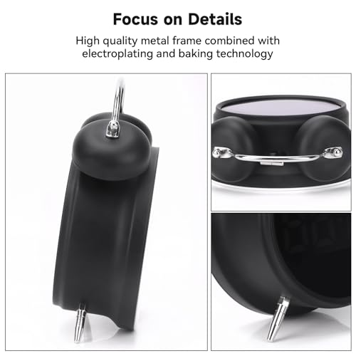 Digital Small Alarm Clock, 4.5 Inch Double Bell Electronic LED Alarm Clock - color: Black