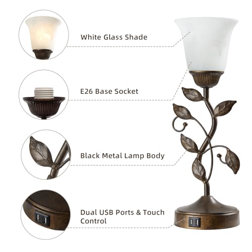 Touch Bedside Table Lamp for Living Room with 2 USB C+A Ports - color: 1 Pack - Brass